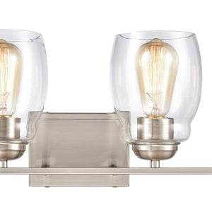 Thomas Lighting Calistoga Industrial Transitional Two Light Vanity Fixture with Clear Glass Shades Nickel 30.5 inches CN320412