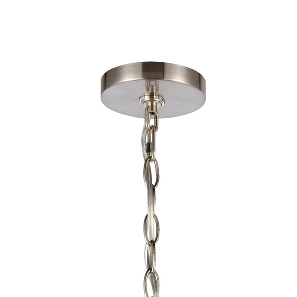 Thomas Lighting Calistoga Three Light Industrial Chandelier with Clear Glass Shades for Dining Rooms 25 inches Nickel CN320522