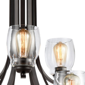 Thomas Lighting Calistoga Three Light Industrial Chandelier with Clear Glass Shades for Dining Rooms 30.5 inches Bronze CN320921