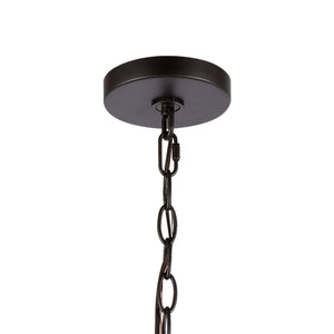 Thomas Lighting Calistoga Three Light Industrial Chandelier with Clear Glass Shades for Dining Rooms 30.5 inches Bronze CN320921