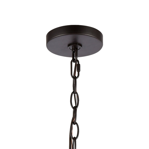 Thomas Lighting Calistoga Three Light Industrial Chandelier with Clear Glass Shades for Dining Rooms 30.5 inches Bronze CN320921