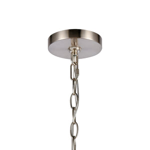 Thomas Lighting Calistoga Three Light Industrial Chandelier with Clear Glass Shades for Dining Rooms 30.5 inches Nickel CN320922