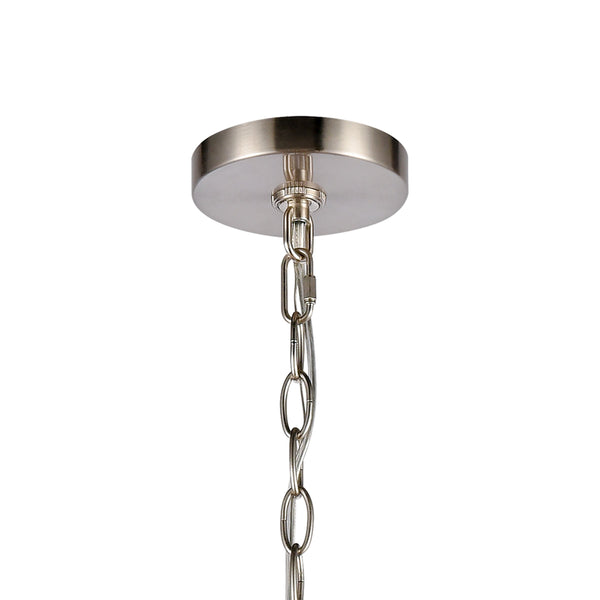 Thomas Lighting Calistoga Three Light Industrial Chandelier with Clear Glass Shades for Dining Rooms 30.5 inches Nickel CN320922