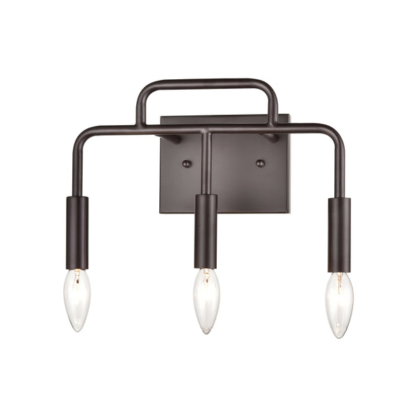 Thomas Lighting Park Slope Three Light Vanity Bar Hardwired Curved Metal Rods for Bathroom Walls Bronze 13 inches CN330311