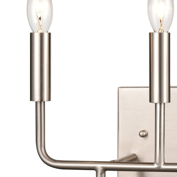 Thomas Lighting Park Slope Three Light Vanity Bar Hardwired Curved Metal Rods for Bathroom Walls Nickel 13 inches CN330312