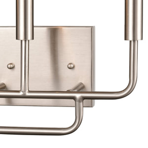 Thomas Lighting Park Slope Three Light Vanity Bar Hardwired Curved Metal Rods for Bathroom Walls Nickel 13 inches CN330312