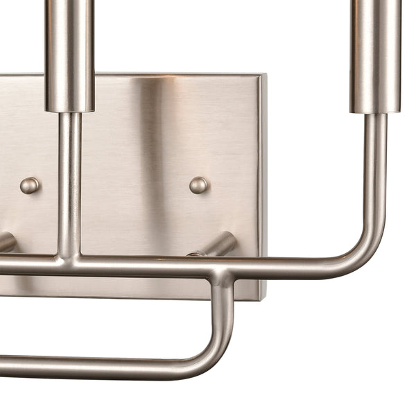 Thomas Lighting Park Slope Three Light Vanity Bar Hardwired Curved Metal Rods for Bathroom Walls Nickel 13 inches CN330312