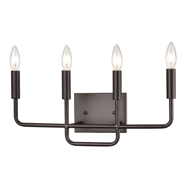 Thomas Lighting Park Slope Three Light Vanity Bar Hardwired Curved Metal Rods for Bathroom Walls Bronze 18.5 inches CN330411