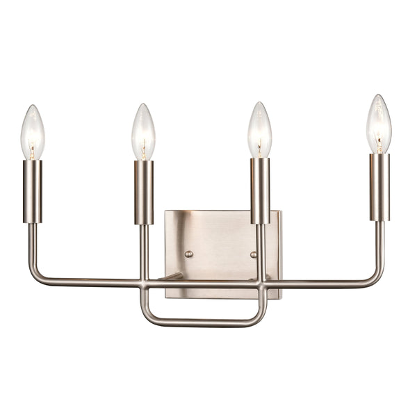 Thomas Lighting Park Slope Three Light Vanity Bar Hardwired Curved Metal Rods for Bathroom Walls Nickel 18.5 inches CN330412