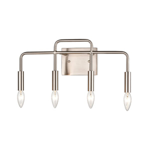 Thomas Lighting Park Slope Three Light Vanity Bar Hardwired Curved Metal Rods for Bathroom Walls Nickel 18.5 inches CN330412