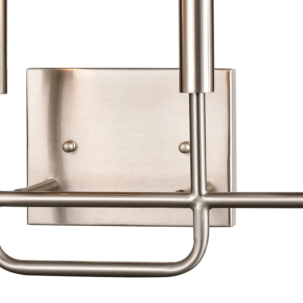 Thomas Lighting Park Slope Three Light Vanity Bar Hardwired Curved Metal Rods for Bathroom Walls Nickel 18.5 inches CN330412