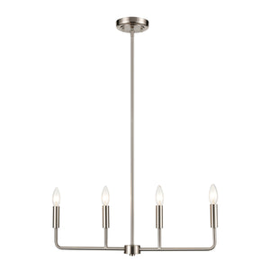Thomas Lighting Park Slope Four Arm Open Pendant Light Sculptural Metal Rods for Dining or Entryway Nickel 25 inches CN330422