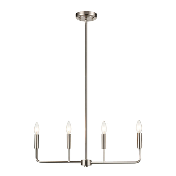 Thomas Lighting Park Slope Four Arm Open Pendant Light Sculptural Metal Rods for Dining or Entryway Nickel 25 inches CN330422