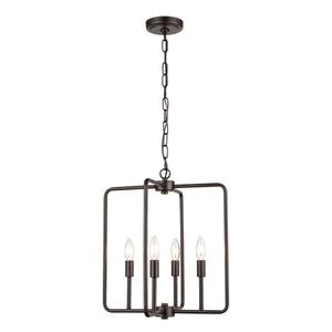 Thomas Lighting Park Slope Four Arm Open Pendant Light Sculptural Metal Rods for Dining or Entryway Bronze 15.75 inches CN330441