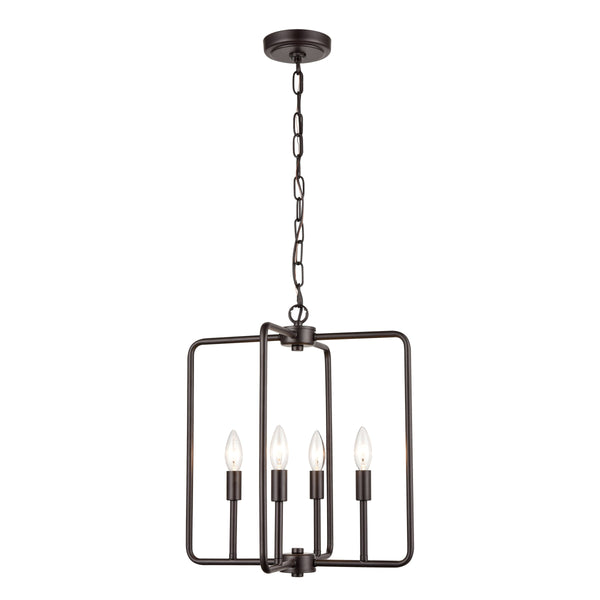 Thomas Lighting Park Slope Four Arm Open Pendant Light Sculptural Metal Rods for Dining or Entryway Bronze 15.75 inches CN330441