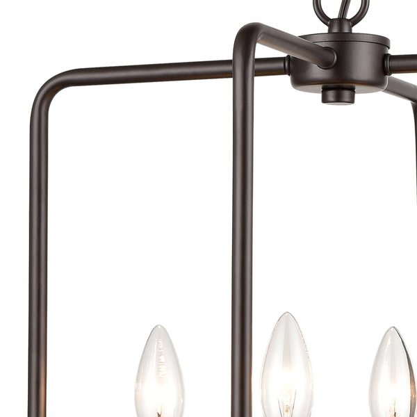 Thomas Lighting Park Slope Four Arm Open Pendant Light Sculptural Metal Rods for Dining or Entryway Bronze 15.75 inches CN330441