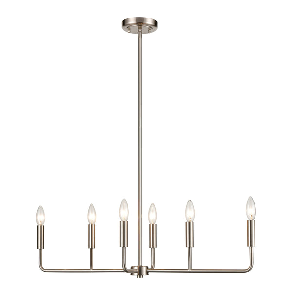 Thomas Lighting Park Slope Four Arm Open Pendant Light Sculptural Metal Rods for Dining or Entryway Nickel 31 inches CN330622