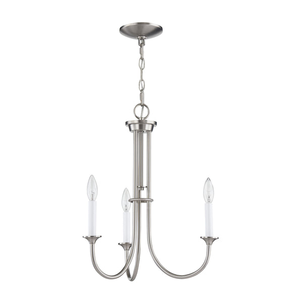 Thomas Lighting Meadowview 3 Light Candle Style Metal Chandelier for Modern Dining and Entryway Nickel 18 inches CN340322