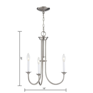 Thomas Lighting Meadowview 3 Light Candle Style Metal Chandelier for Modern Dining and Entryway Nickel 18 inches CN340322