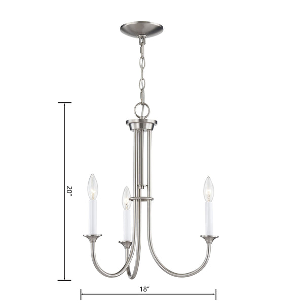 Thomas Lighting Meadowview 3 Light Candle Style Metal Chandelier for Modern Dining and Entryway Nickel 18 inches CN340322