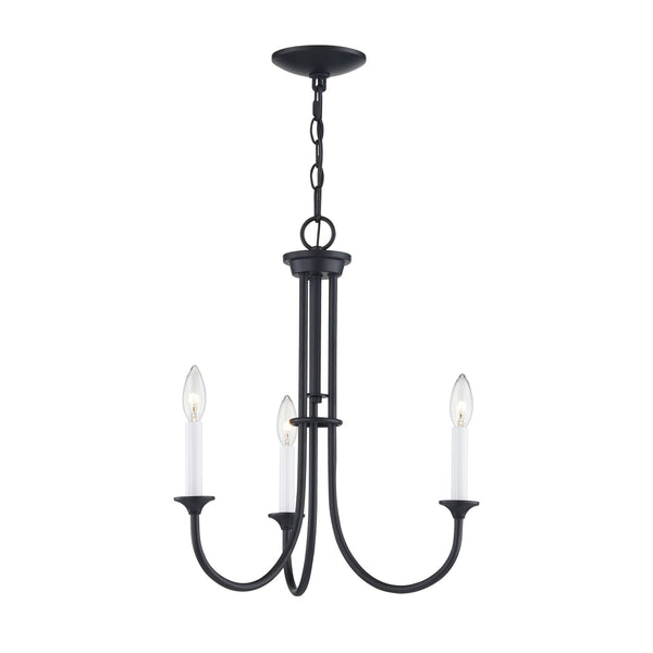 Thomas Lighting Meadowview 3 Light Candle Style Metal Chandelier for Modern Dining and Entryway Black 18 inches CN340326