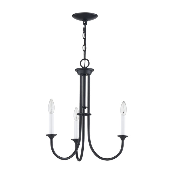Thomas Lighting Meadowview 3 Light Candle Style Metal Chandelier for Modern Dining and Entryway Black 18 inches CN340326