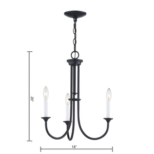 Thomas Lighting Meadowview 3 Light Candle Style Metal Chandelier for Modern Dining and Entryway Black 18 inches CN340326