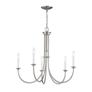 Thomas Lighting Meadowview 3 Light Candle Style Metal Chandelier for Modern Dining and Entryway Nickel 28 inches CN340422