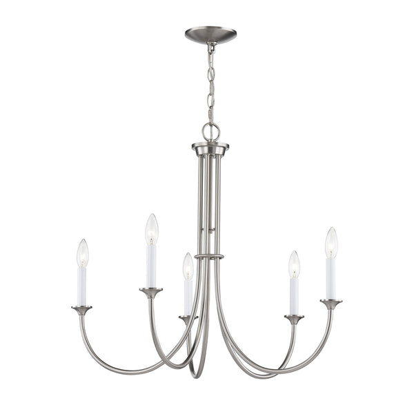 Thomas Lighting Meadowview 3 Light Candle Style Metal Chandelier for Modern Dining and Entryway Nickel 28 inches CN340422