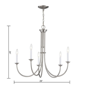 Thomas Lighting Meadowview 3 Light Candle Style Metal Chandelier for Modern Dining and Entryway Nickel 28 inches CN340422