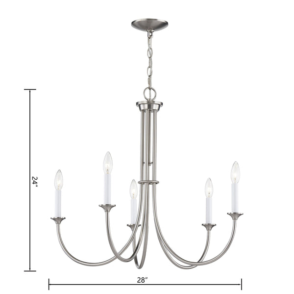 Thomas Lighting Meadowview 3 Light Candle Style Metal Chandelier for Modern Dining and Entryway Nickel 28 inches CN340422