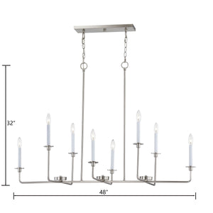 Thomas Lighting Lexington Five Light Metal Chandelier with Curved Arms for Dining and Entryway 48 inches Nickel CN340822