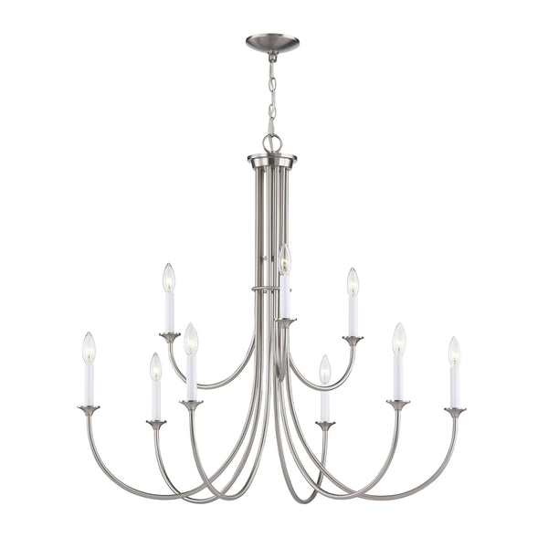 Thomas Lighting Meadowview 3 Light Candle Style Metal Chandelier for Modern Dining and Entryway Nickel 36 inches CN340922