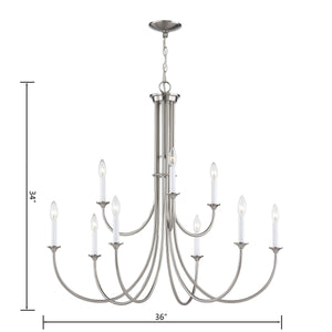 Thomas Lighting Meadowview 3 Light Candle Style Metal Chandelier for Modern Dining and Entryway Nickel 36 inches CN340922