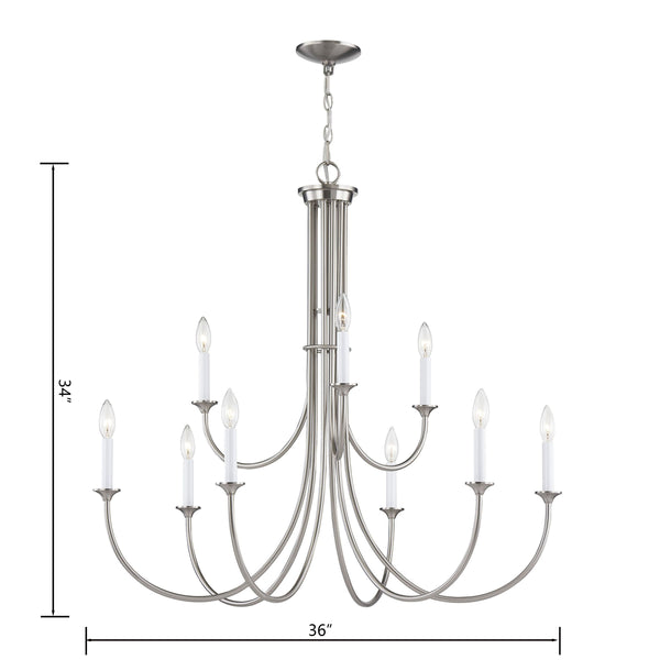Thomas Lighting Meadowview 3 Light Candle Style Metal Chandelier for Modern Dining and Entryway Nickel 36 inches CN340922