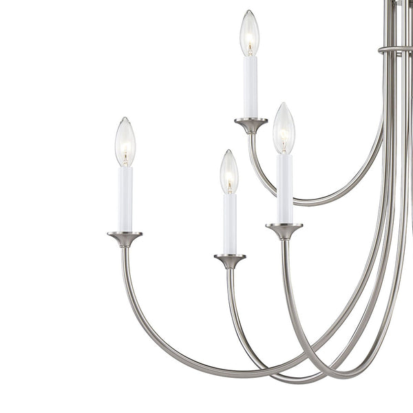 Thomas Lighting Meadowview 3 Light Candle Style Metal Chandelier for Modern Dining and Entryway Nickel 36 inches CN340922