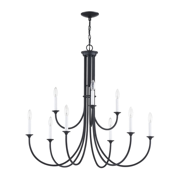 Thomas Lighting Meadowview 3 Light Candle Style Metal Chandelier for Modern Dining and Entryway Black 36 inches CN340926