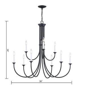 Thomas Lighting Meadowview 3 Light Candle Style Metal Chandelier for Modern Dining and Entryway Black 36 inches CN340926