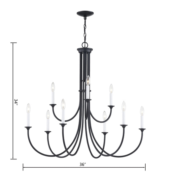 Thomas Lighting Meadowview 3 Light Candle Style Metal Chandelier for Modern Dining and Entryway Black 36 inches CN340926