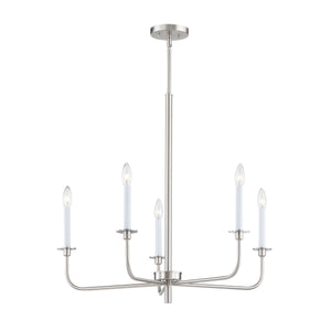 Thomas Lighting Lexington Five Light Metal Chandelier with Curved Arms for Dining and Entryway 30 inches Nickel CN341522