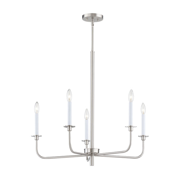 Thomas Lighting Lexington Five Light Metal Chandelier with Curved Arms for Dining and Entryway 30 inches Nickel CN341522