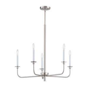 Thomas Lighting Lexington Five Light Metal Chandelier with Curved Arms for Dining and Entryway 30 inches Nickel CN341522