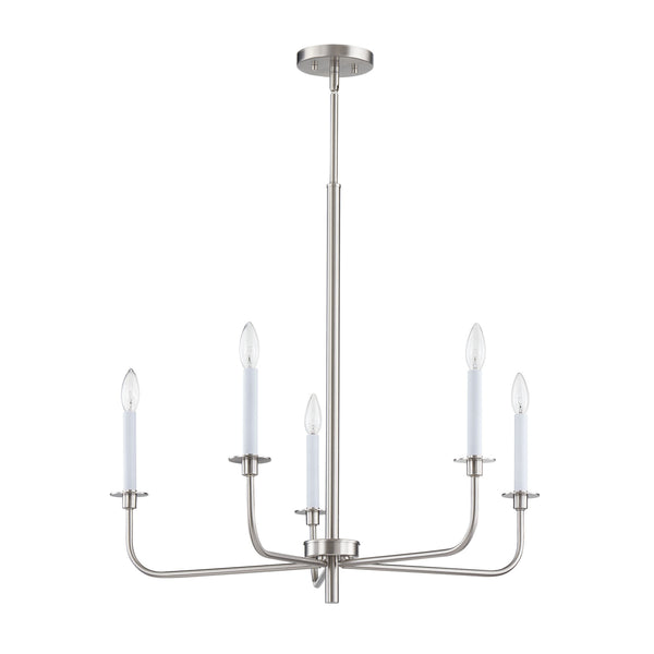 Thomas Lighting Lexington Five Light Metal Chandelier with Curved Arms for Dining and Entryway 30 inches Nickel CN341522
