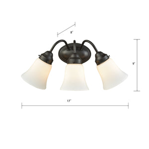 Thomas Lighting Califon Two Light Vanity Bar with Arched Arms and Tapered Glass Shades for Bathrooms Bronze 17 inches CN570311
