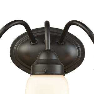 Thomas Lighting Califon Two Light Vanity Bar with Arched Arms and Tapered Glass Shades for Bathrooms Bronze 17 inches CN570311