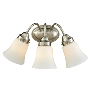 Thomas Lighting Califon Two Light Vanity Bar with Arched Arms and Tapered Glass Shades for Bathrooms Nickel 17 inches CN570312
