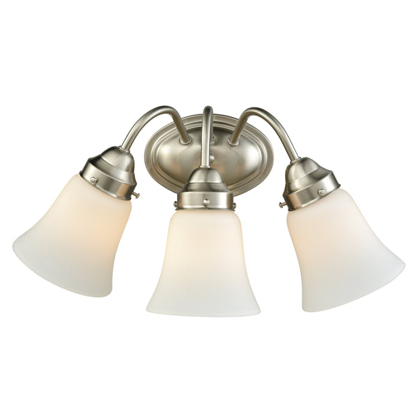 Thomas Lighting Califon Two Light Vanity Bar with Arched Arms and Tapered Glass Shades for Bathrooms Nickel 17 inches CN570312