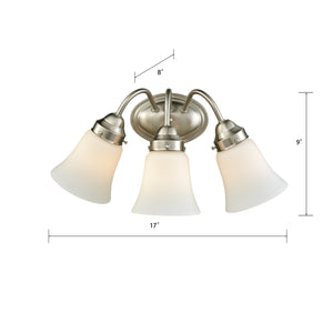 Thomas Lighting Califon Two Light Vanity Bar with Arched Arms and Tapered Glass Shades for Bathrooms Nickel 17 inches CN570312