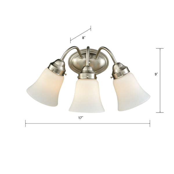 Thomas Lighting Califon Two Light Vanity Bar with Arched Arms and Tapered Glass Shades for Bathrooms Nickel 17 inches CN570312