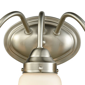Thomas Lighting Califon Two Light Vanity Bar with Arched Arms and Tapered Glass Shades for Bathrooms Nickel 17 inches CN570312